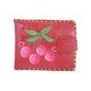 Skelapparel Cute Cherry Embroidered Vegan Leather Bi-Fold Wallet for Women