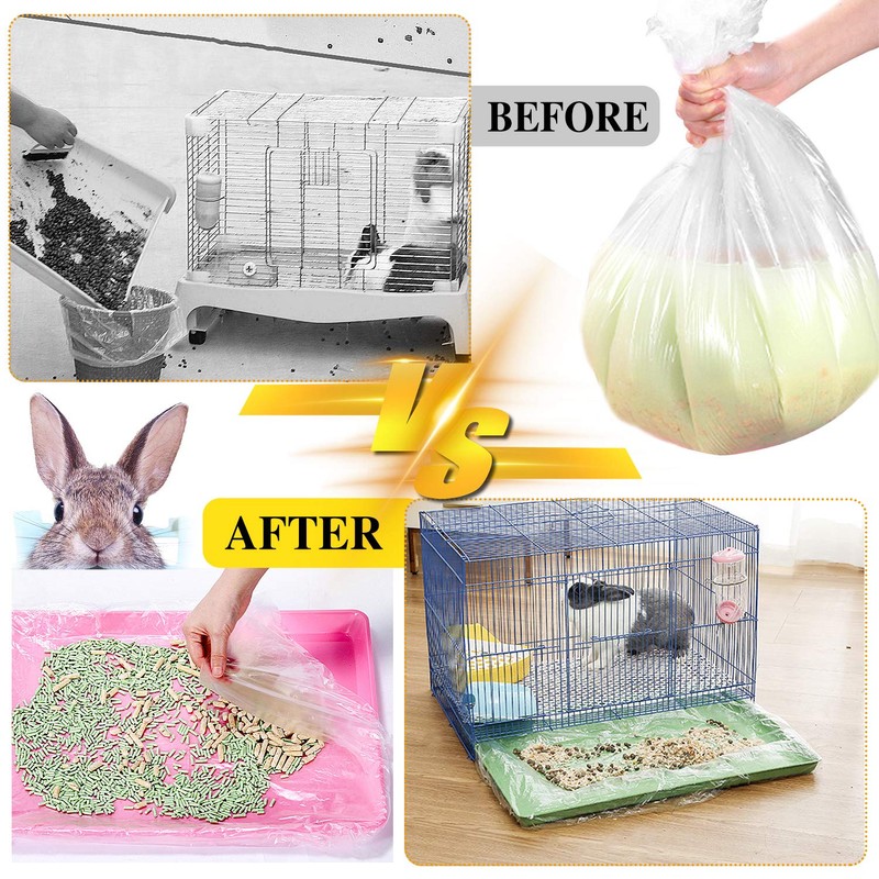 upcessory 50 pcs Disposable Cage Liners, Clear Plastic Rabbit Cage