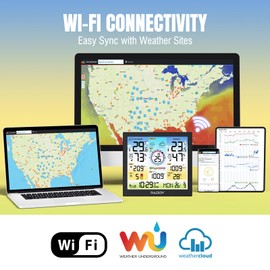 Raddy WF-120C Professional Wi-Fi Weather Station Wireless, Indoor Outdoor Temperature & Humidity Monitor with 10" Digital Color Display, Rain Gauge, Wind Speed, Weather Forecast, UV & Light Index