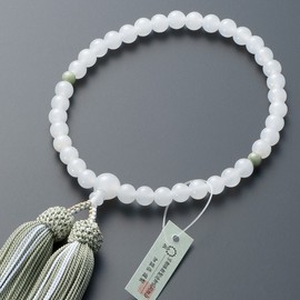 [Butsudanya Takita Shoten] Kyoto Prayer Beads, Women's, White Onyx, 2 Dokuyama Balls, 0.3 inch (7 mm) Ball, Pure Silk Headed Bassel, With Prayer Bag, Certificates Included