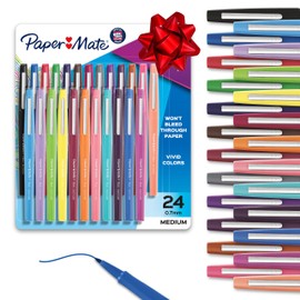 Paper Mate Felt Tip Pens, Flair Marker Pens, Medium Point, Assorted, 24 Count - Home, Office, Back to School, Teacher Supplies