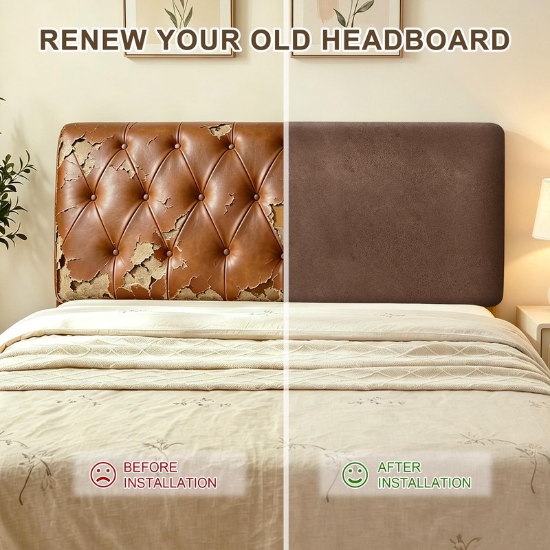 ANARACHON Leather Look Bed Headboard Cover, Stretch Soft Bed Headboard