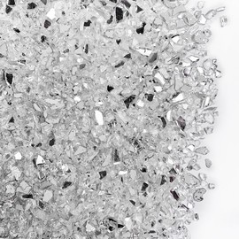 HappyFiller 1.3 LB Crushed Glass Sand Broken Mirror Glass Pieces Crush Terrarium Stones for DIY Crafts Projects,Resin Arts,Vase Filler,Candle Holder Decor,Christmas Decoration,Crystals Clear