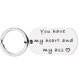 Boyfriend Girlfriend Keychain Gift for Him Her You Have My Heart and Ass Keyring Couple Keychain Jewelry for Boyfriend Girlfriend Husband Wife Birthday Valentines Day Gifts