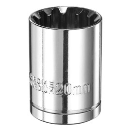 sourcing map 12 Point Socket 1/2" Drive by 20mm Metric Shallow Socket Chrome Vanadium Steel 12-Point Standard Sockets Mechanic Hand Tool for Car Repair Mechanical Maintenance Home Use