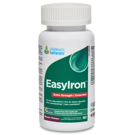 Platinum Naturals Platinum Naturals - EasyIron Extra Strength Capsules, 60 Vegan Liquid Caps - Enhanced Red Blood Cell Formation, Gentle on the Stomach - Iron Bisglycinate with B6 & B12 Vitamins, Ideal for Men & Women