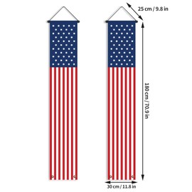 Zilphoba 4th of July Decorations Outdoor Hanging American Flag Banners Patriotic Banners for Porch American Flag Porch Banner Patriotic Porch Sign for Independence Memorial Veterans Labor Day