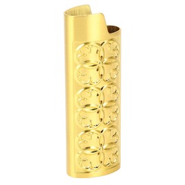 Lighter Protective Cover Vintage Style Metal Embossed Pattern Lighter Case Cover Holder for J6 (Gold)