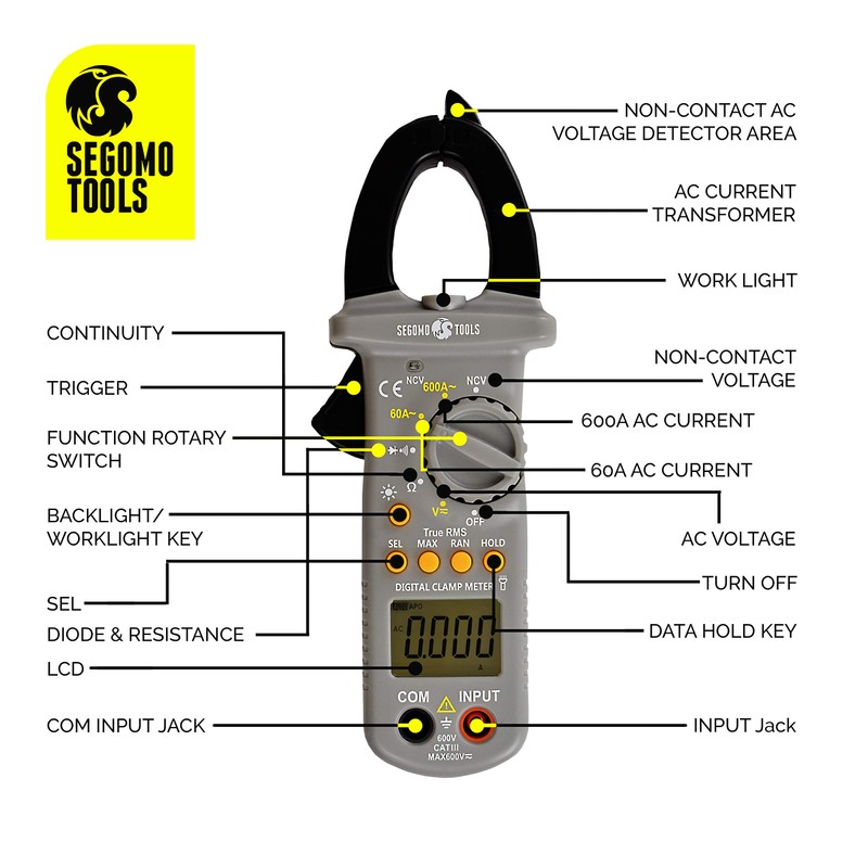 Segomo Tools TRMS 6000 contadores de voltaje y corriente, resistencia,
