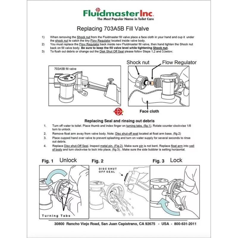 Glacier Bay Replacement 703A5B Fill Valve Glacier Bay Niagara Flapperless