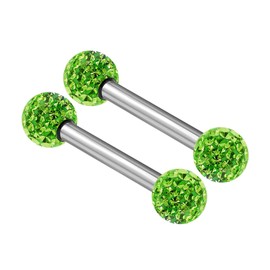 KJM FASHION 2 x Stainless Steel Barbell Stud Earrings 1.2 mm 16 g Rook Earrings, Crystal