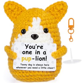 Vatogon Positive Crochet Animals Dog for Women Men,Graduation Teacher Birthday Gifts for Dog Lover Daughter Son Him Her Teen Boy Girl,Emotional Inspirational Support Crochet Puppy Décor