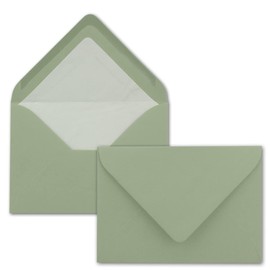 25 x Envelopes in Eucalyptus Green - Envelopes in DIN B6 - 12.5 x 17.6 cm Ribbed Paper - White Silk Lining for Christmas and Festive Occasions