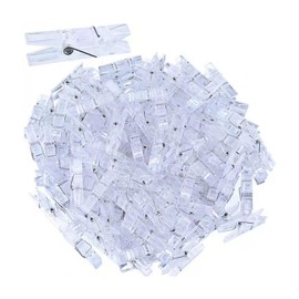 50 Clear Small Clips Binder Photo Clips Mini Hanging Spring Clip Clear Plastic Clip for Hanging Clothes Photos Pictures (Clear)