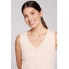 SOCCX Women's Buttoned Ribbed V-Neck Top, Milky Beige, XS