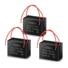 ANGEEK CBB61 Capacitor 450V AC 3UF 50/60HZ Starter Capacitor, AC Motor Capacitor, Suitable for Ceiling Fan, Fan, Cooker Hoods (Pack of 3)