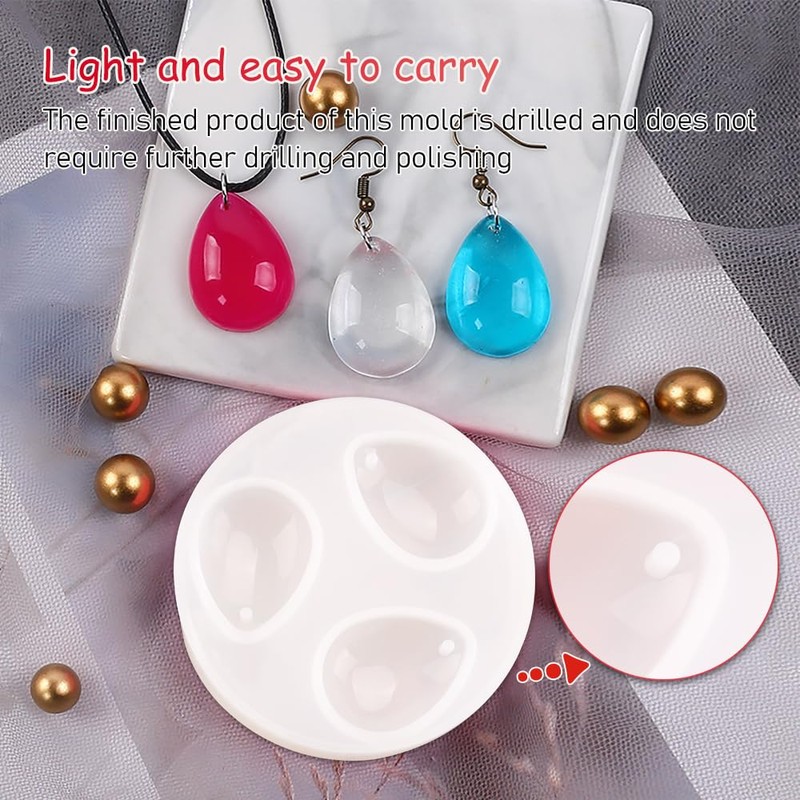 Comidox 2Pcs Silicone Pendant Water Drop Gem Mold Resin Casting