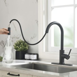 RULIA Matte Black Kitchen Faucet, Black Faucet, Kitchen Sink Faucet, Pull-Down Kitchen Faucets, Bar Kitchen Faucet, Stainless Steel, Sink Faucet, RB1031