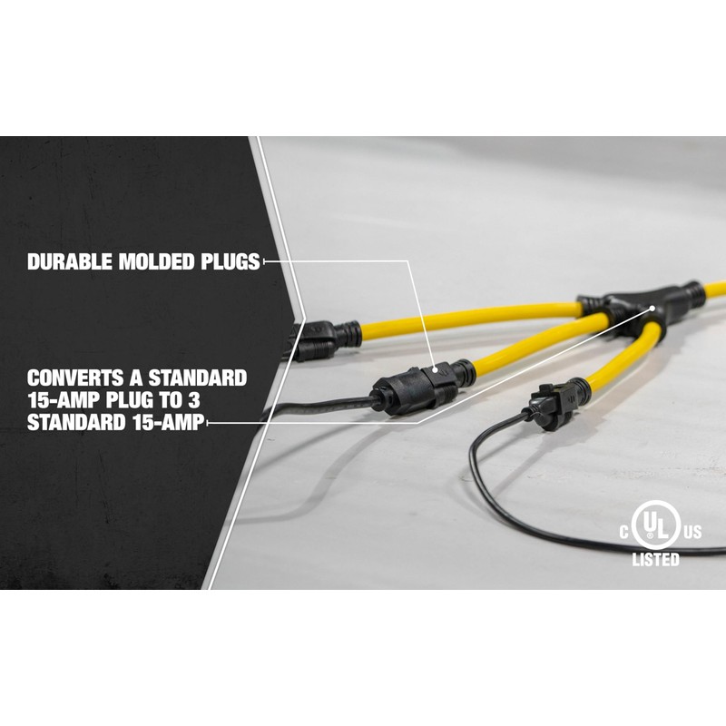 Southwire Extension Cord Splitter - Heavy Duty 12/3 Gauge Power