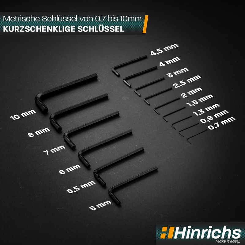 Hinrichs 30 Piece Hex Key Set Inch and Metric -
