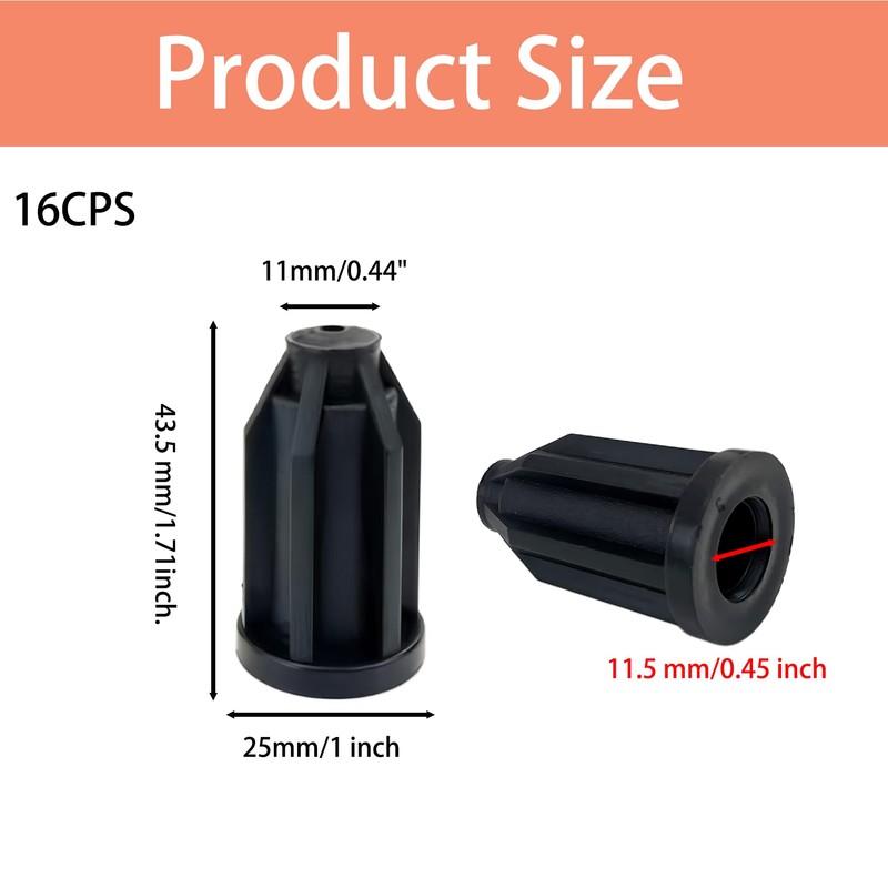 ZCLGOOD 16PCS Caster Socket Sleeve Inserts, 7/16" Inside Stem Plastic