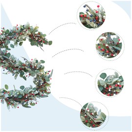 TEMPUS 4th of July Independence Day Lambs Leaves Berries Garland 70 inch Artificial Eucalyptus Garland for Front Door，Memorial Day Flag Day Arch Backdrop Table Farmhouse Decor