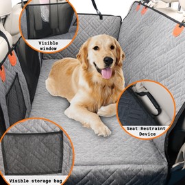 Back Seat Extender for Dog, 52 * 62 Seat Cover Hard Bottom, Water Proof and Scratch Proof Dog Car Or Trunk Seat Cover