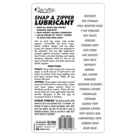 STAR BRITE Snap & Zipper Lubricant - Clear, Non-staining for Clothes, Jeep Tops, Wetsuits, Dive Suits, Gear Bags, Coolers, Biminis, Cushion Covers & More 1.75 OZ (089102)