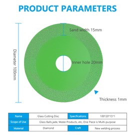 Flintronic Diamond Cutting Disc, Diameter 100 mm x 15 mm Glass Cutting Disc, Diameter 20 mm Inner Glass Cutting Disc, Diamond Saw Blade Cut Glass for Glass, Ceramic, Ceramic Tiles (Pack of 3)