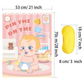 Baby Shower Party Game Pin The Sticker on The Diaper, Gender Reveal Games Pin The Tail Game Baby Diaper Themed Party Play, Birthday Party Supplies, Travel Trip Games Classroom Activities 48 Players