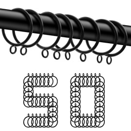 TOKPLNU Metal Curtain Rings 50 Pack, 38mm Internal Diameter Large Curtain Rings Black Curtain Pole Rings Drapery Sliding Eyelet Hanging Rings for 35mm Drapery Poles, Shower Rods