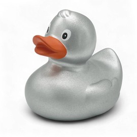 SUPERLOTTI Steffi Silver Squeaky Duck - Original Bath Duck Quality Brand for Children - Only Real in the Apple Box