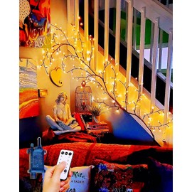 Willow Vine Lights, 8 Flash Model Twinkling Tree with Remote Control, 8.5ft Flexible Wall Tree Lights for Living Room Bedroom Decorations, 160 LEDs Lighted Tree Branch Lights for Wall Corner Decor