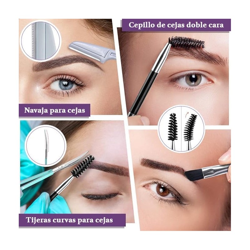 Triko Set 7 Pinzas para Cejas, Kit Profesional Acero Inoxidable,