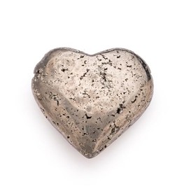 Pyrite Heart Stone Pocket Puffy Palm Heart Hand Carved Worry Gold Stone Rock Reiki Crystal Carving Used for Increased Willpower and Manifestation
