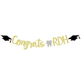 Congrats RDH Banner, Dentist Graduation Party Decorations, Holy Molar You Did It, Hygienist Grad, Hygiene Queen New Dental Graduation Party Decorations Gold Glitter
