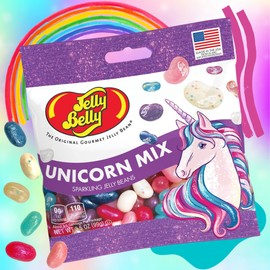 Unicorn Mix Flavored Jelly Beans, Girls Birthday Party Themed Gourmet Chewy Candy, Shareable Bagged Candies, Pack of 3, 3.5 Ounces