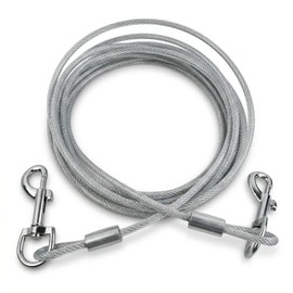 Correa para Perro, 5m Cadena para Perro de Acero Inoxidable con Hebillas Rotación de 360°, Correa de Acero para Perro Grande, Cable de Amarre para Per