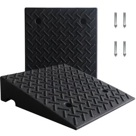 Curb Ramps for Driveway 5" Rise Height 2 Pack Heavy Duty Rubber Threshold Ramp, Portable Driveway Ramps for Cars Wheelchairs Motorcycle Scooter Lawn Mower, 7000lbs Load Capacity