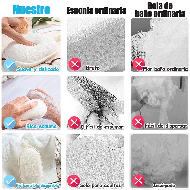 Esponja de baño para bebés, Set de 3 Almohadillas Exfoliantes