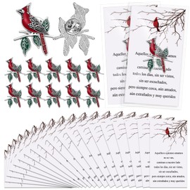 Landical 30 Sets Recuerdos para Funeral En Español Funeral Favor in Spanish Celebration of Life Decorations Cardinal Lapel Pins Remember Me Poem Memorial Cards for Guests Family Remembrance Gifts
