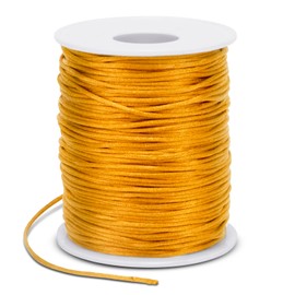 LEREATI 1.5mm Nylon Cord 328 Feet Satin Cord Nylon String for Bracelets, Bracelet Thread Bead String for Jewelry Making, Necklace, Chinese Knotting, Beading, DIY Crafts (Golden)