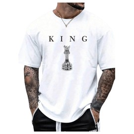 SOLY HUX Men's Graphic Tees Crew Neck T Shirts Short Sleeve T-Shirts Casual Summer Streetwear White Graphic L