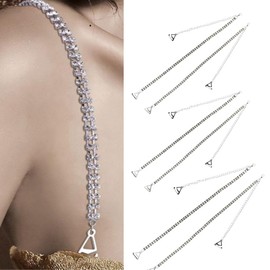 Leadigol 3 Pairs Rhinestone Bra Straps,Rhinestone Bra Strap Adjustable Rhinestone Invisible Shoulder Strap,Non-Slip Bra Belt Replacement for Women Girls