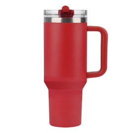 ZJT 40 oz Tumbler with Handle Quenchers ProTour Detachable Flip Straw Lid Tumbler,Vacuum Insulated Tumblers with Top Leak Proof Lids and Flip Straw,Reusable Insulated Cup (Red, 40 oz)