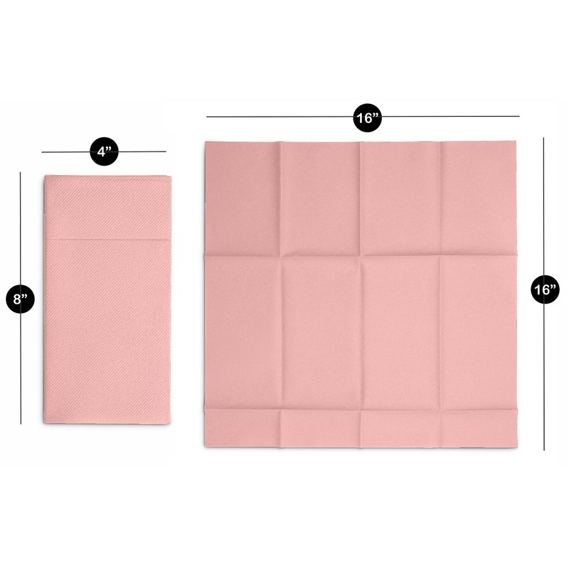 50-Pack Disposable Linen-Feel Dinner Napkins with Built-in Flatware Pocket, PINK