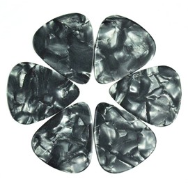 Celluloid Black Pearl Guitar Or Bass Pick - 0.96 mm Heavy Gauge - 351 Shape - 6 Pack