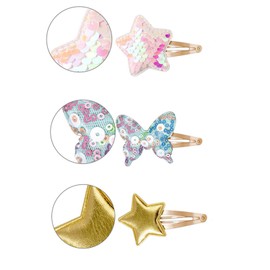 16 Pieces Girls Kids Star-Shaped Hair Clips, Girls Hair Clips, Metal Snap Barrettes, Sparkly Heart Star Shaped Hair Clips, for Kids