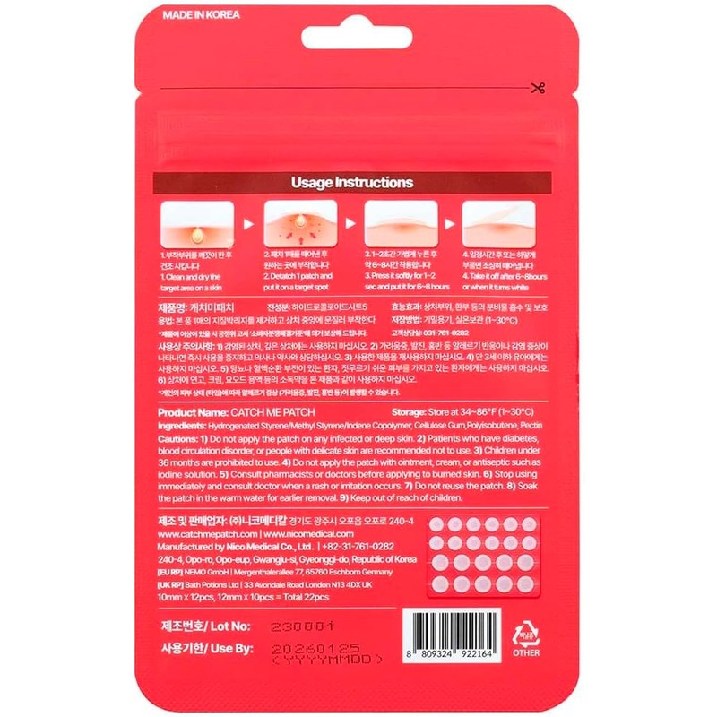 Catch Me Patch, Parches Antiacné Rescate Invisible, 22 Piezas