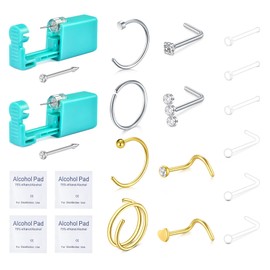 QWALIT Nose Piercing Kit - Self Piercing Kit At Home With Disposable Nose Ring Gun